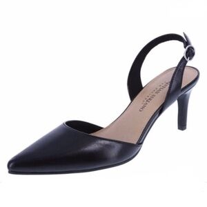 Christian Siriano Black Pointed-Toe Slingback Heels
